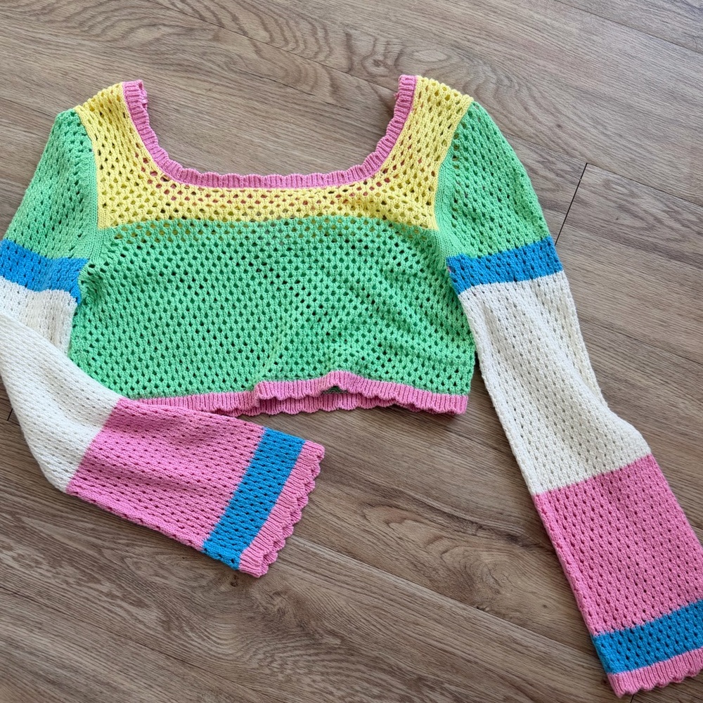 Sincerely Jules Multicolor Crochet Crop Top